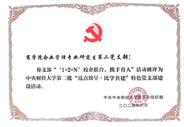 企管二支部奖状